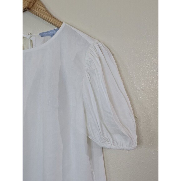 Antonio Melani White Woven Allison Blouse Womens Size Small Puff Sleeve Linen - Picture 2 of 9